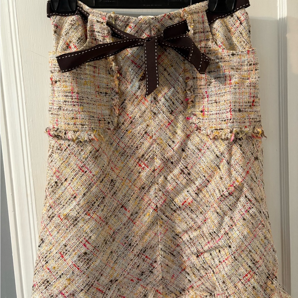 Trina Turk Tweed Skirt with Bow Accent